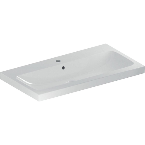 Geberit ICon Light wastafel - 90x48x16cm - 1 wasbak - 1 kraangat Midden - met overloopgat - keramiek - glans wit SW546754