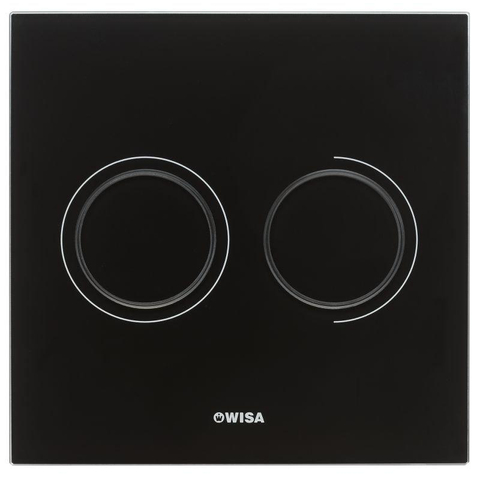 Wisa Luga bedieningsplaat glas pneumatisch 16x16cm met dualflush voor XS WC element zwart 0701561