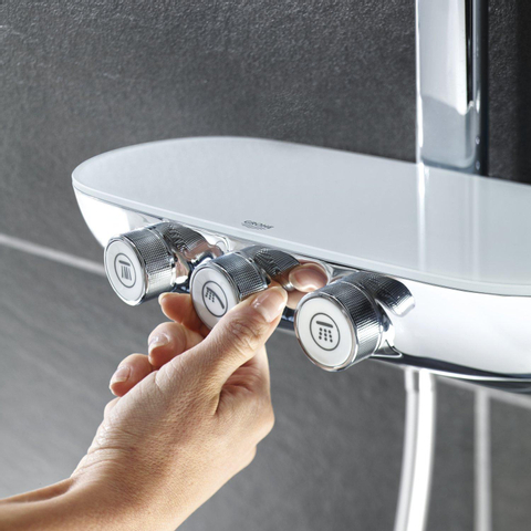 Grohe Rainshower SmartControl ensemble de douche pluie apparent – thermostatique – douche de tête Ø 36 cm – barre de douche – chrome SW29041