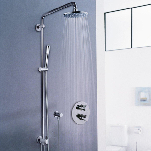 Grohe Rainshower ensemble de douche pluie apparent – sans robinet – douche de tête Ø 21 cm – douchette bâton – barre de douche 113 cm – chrome 0430171