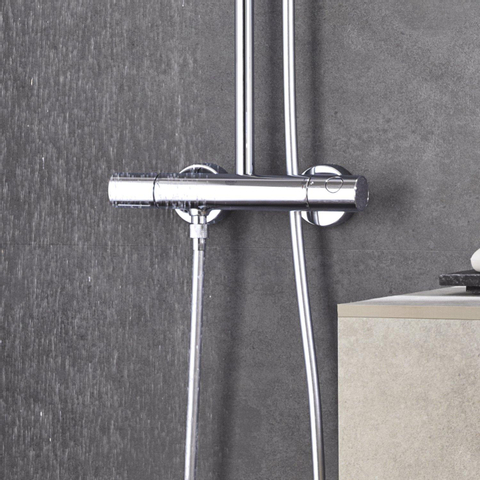 Grohe Euphoria System 210 opbouw regendoucheset – thermostatisch – Ø21 cm hoofddouche – 45 cm draaibare douchearm – chroom 0436201
