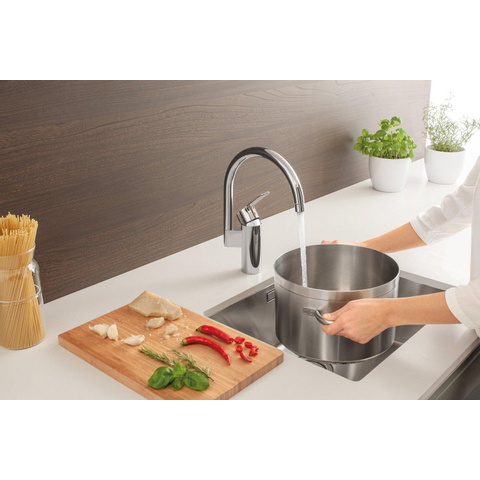 GROHE Eurostyle Cosmopolitan 1 gats keukenkraan - met hoge draaibare uitloop - chroom 0442287