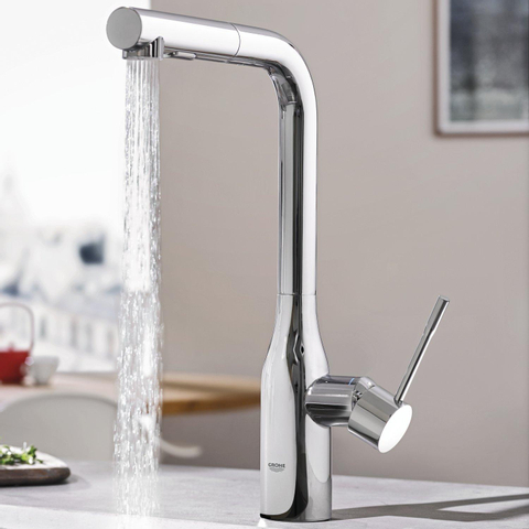 GROHE Essence Mitigeur de cuisine avec bec L et dual spray extractible chrome 0467941