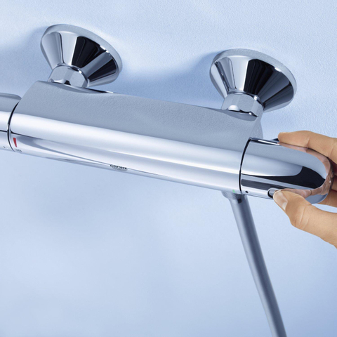 Grohe Grohtherm 1000 New Douchekraan - thermostatisch - zonder omstel - met koppelingen - EcoJoy - volumegreep met ecobutton - chroom 0442503