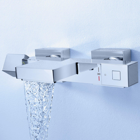 Grohe Cube Badkraan - thermostatisch - met omstel - met koppelingen - chroom 0442352