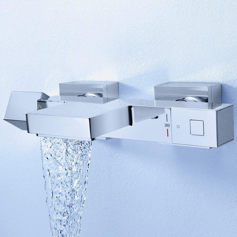 Grohe Cube Badkraan - thermostatisch - met omstel - met koppelingen - chroom 0442352