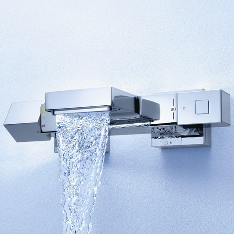 Grohe Cube Badkraan - thermostatisch - met omstel - met koppelingen - chroom 0442352