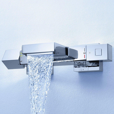 Grohe Cube Badkraan - thermostatisch - met omstel - met koppelingen - chroom 0442352