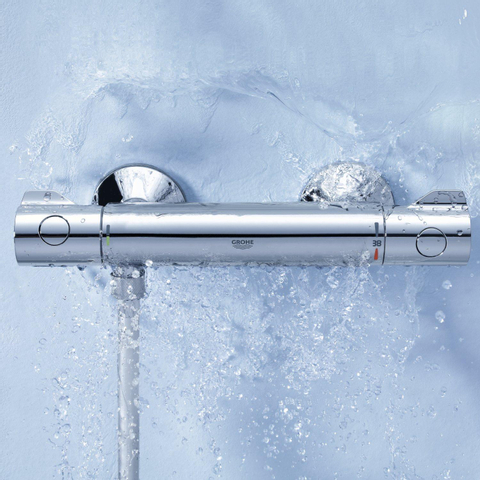 Grohe Grohtherm 800 Douchekraan - thermostatisch - met koppelingen - EcoJoy - volumegreep met ecobutton - chroom 0442500