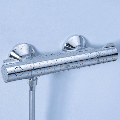Grohe Grohtherm 800 Douchekraan - thermostatisch - met koppelingen - EcoJoy - volumegreep met ecobutton - chroom 0442500