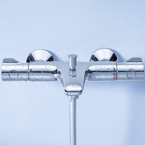 Grohe Grohtherm 800 Badkraan - thermostatisch - met omstel - met koppelingen - EcoJoy - volumegreep met ecobutton - chroom 0442502