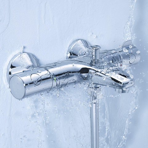 GROHE grohtherm 800 Mitigeur bain mural thermostatique avec inverseur et connexions EcoJoy avec poignée volume et bouton éco chrome 0442502