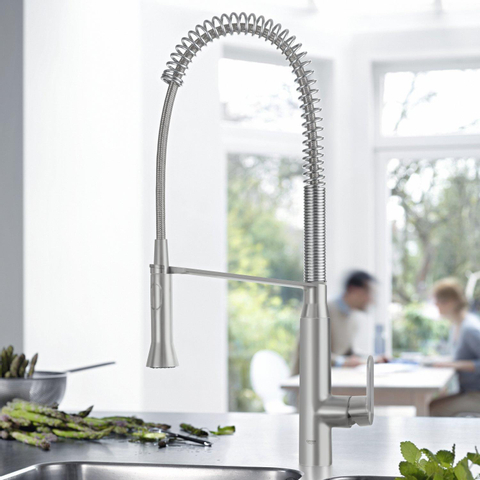 Grohe K7 Keukenkraan - hoog - 2 straalsoorten - met profesionele handdouche - Brushed Supersteel (RVS) 0437605