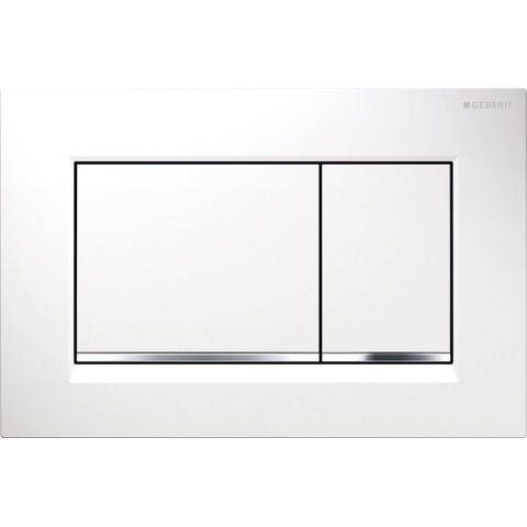 Geberit Sigma10 bedieningsplaat - 2-toets spoeling - rechthoekige knoppen - wit/chroom geborsteld/wit - verchroomd wit SW61794