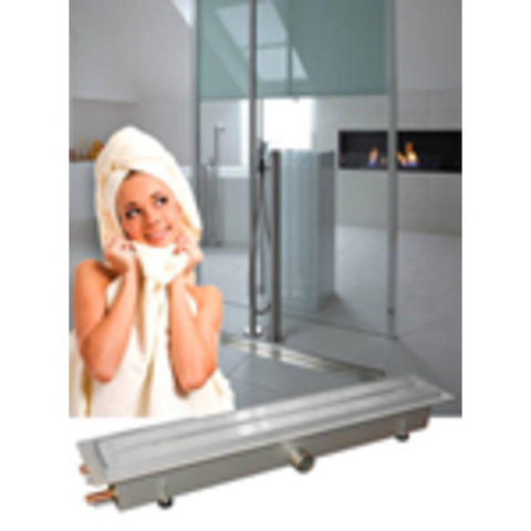 Aco Showerdrain wtw douchegoot 90x12cmhoogte 120mm aansluiting links rvs hoekje krom -OUTLETSTORE STORE42812