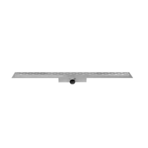 Easy Drain Compact 30 caniveau de douche inox avec plaque simple inox standard bride inox garde d'eau 30mm 90cm profondeur d'encastrement 63mm avec sortie latérale 2302794