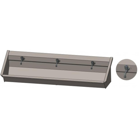 Intersan Sanilav wasgoot 180cm met 3 kranen inox 304 GA36158