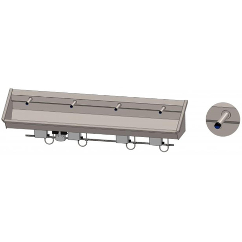 Intersan Sanilav auge de lavage 240cm avec 4 robinets électroniques inox 304 104M9 GA46320