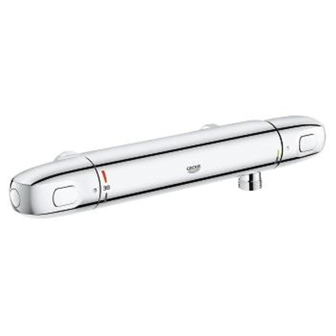 GROHE Grohtherm 800 New Robinet de douche thermostatique sans inverseur sans connexions entraxe 12cm EcoJoy et poignée de volume avec bouton Eco chrome 0442506