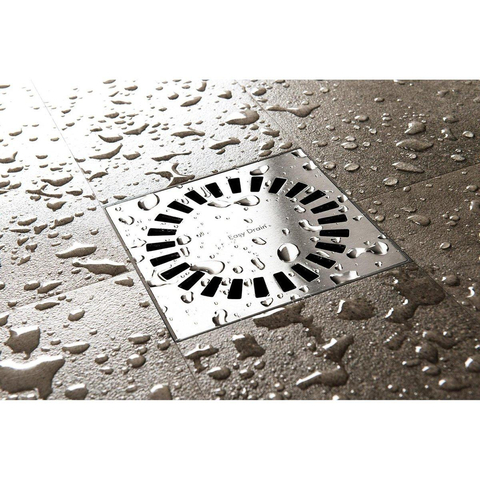 Easy Drain Aqua Compact siphon de sol avec corps de siphon en ABS grille inox et sortie latérale 15x15cm profondeur d’encastrement 60mm incl. sortie réglable Ø50/Ø40m 2302765
