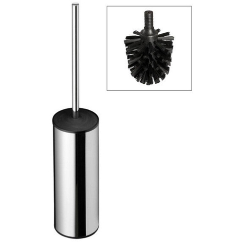 Geesa Wynk Brosse de toilettes avec support autoportant Chrome (tête de brosse noire) GA68012