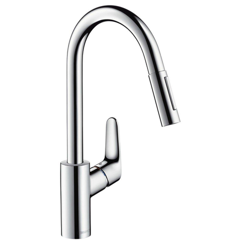 Hansgrohe Focus m41 Eengreeps keukenmengkraan - 240 met uittrekbare vuistdouche - 2 straalsoorten - hoogglans chroom GA69755
