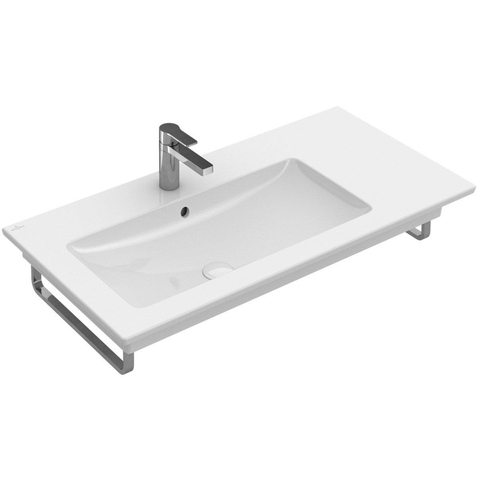 Villeroy & Boch venticello Meubelwastafel wasbak links - 1 kraangat - 100x50cm geschikt - voor 3 kraangaten overloop CeramicPlus - White Alpine (glans wit) 1025127