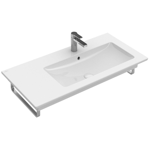 Villeroy & Boch Venticello Lavabo pour meuble avec lavabo droite 100x50cm avec 1 trou pour robinetterie (et 2 trous perçables) avec trop plein ceramic+ blanc 1025133