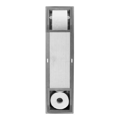 Looox Closed inbouw closetrolhouder - met reserverolhouder - 5 rollen - rvs geborsteld SW47984