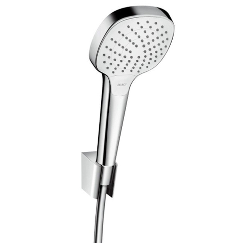 Hansgrohe Croma select e PorterS badset - met Croma - select E Vario - handdouche - met wandhouder - met isiflex B - doucheslang - 160cm wit/chroom - wit chroom 0605477