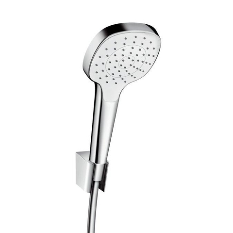 Hansgrohe Croma select e PorterS badset - met Croma - select E - 1jet - handdouche - met wandhouder - met isiflex B - doucheslang - 125cm wit/chroom - wit chroom 0605480