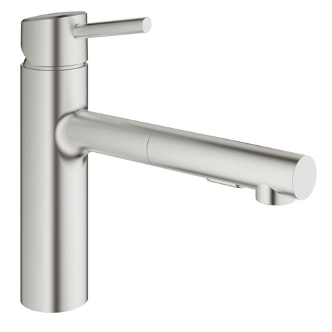 Grohe Concetto Keukenkraan - uittrekbare uitloop - 2 straalsoorten - Brushed Supersteel (RVS) 0467944