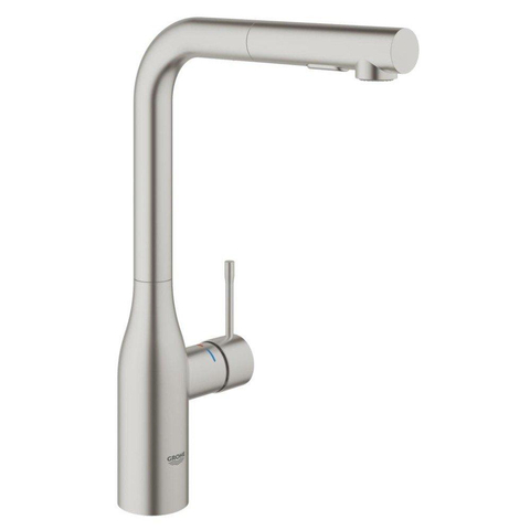 Grohe Essence New Keukenkraan - hoog - uittrekbare l uitloop - 2 straalsoorten - Brushed Supersteel (RVS) 0467942