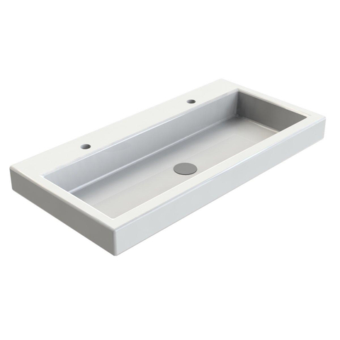 Ink Momento lavabo - 100x45x9cm - simple vasque - 2 trous - polystone - blanc brillant SW158012
