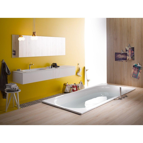 Bette Comodo baignoire 190x90x45cm côté pied droit trop-plein à l'avant blanc SW68344