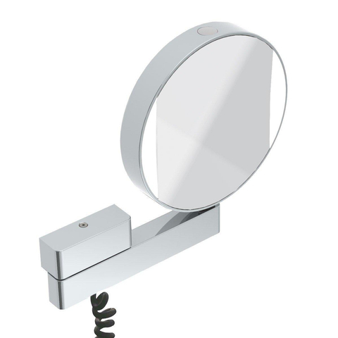 Emco Prime miroir grossissant – rond Ø 20,2 cm – Éclairage LED – grossissement 3x et 7x, cordon spiralé – Chrome SW61885