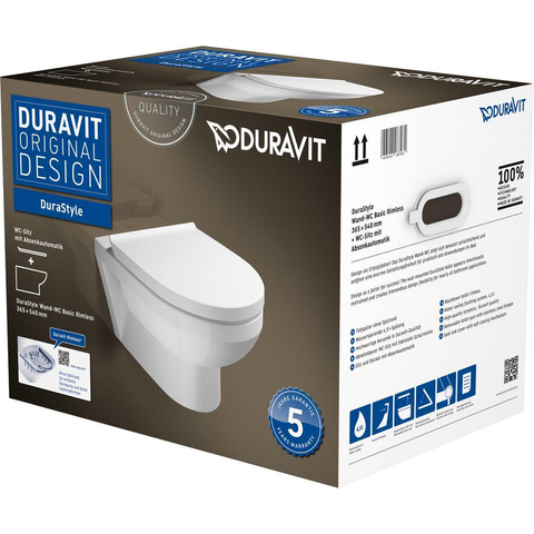 Duravit Durastyle Duravit No.1wandclosetpack - met wandcloset - diepspoel - rimless - 36.5x54cm - met softclose closetzitting - wit SW68313