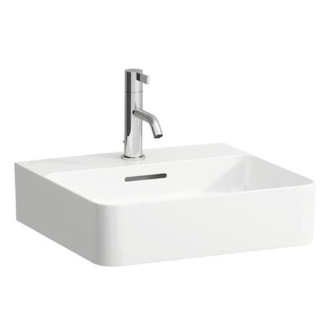 Laufen Val lave-mains - 42x45x11.5cm - rectangulaire - trou de robinet au centre - avec trop-plein - blanc SW28243