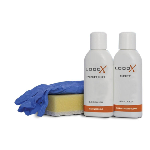 Looox Clean RVS behandelingskit - met spons en handschoenen GA94684