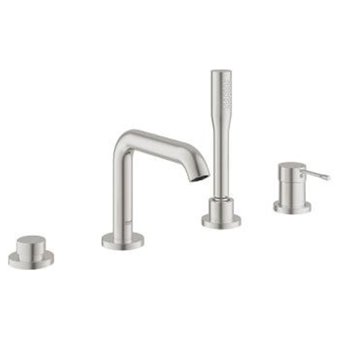 Grohe Essence New Afdekset - 4-gats badrandcombinatie - met douchegarnituur - Supersteel (RVS) SW73255