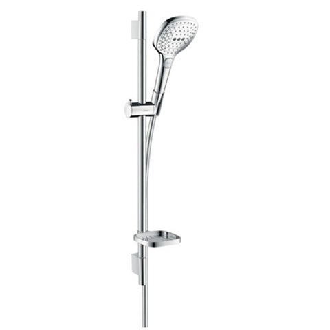 Hansgrohe Raindance Select E Doucheset - 120 - 3jet - ecosmart - met Unica - glijstang 65 cm en zeepschaal wit/chroom - wit chroom GA20129