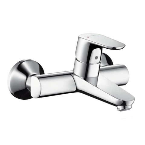 Hansgrohe Focus 1 greeps wastafelkraan - opbouw - wandmontage - zonder afvoer - hoogglans chroom GA47420