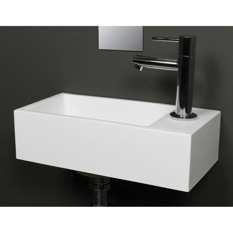 INK Versus Fontein - 36x18x9cm - wasbak links - 1 kraangat - polystone wit glans - licht beschadigd -OUTLET UDEN STORE41295