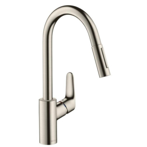 Hansgrohe Focus m41 Eengreeps keukenmengkraan - 240 met uittrekbare vuistdouche - 2 straalsoorten - rvs look GA66536