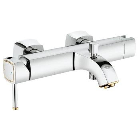 GROHE Grandera badkraan met handdouche houder met koppelingen met omstel chroom/goud 0437842