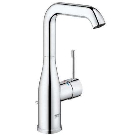 GROHE Essence New Robinet lavabo rehaussé L size avec bec haut et tournant avec tirette EcoJoy chrome 0442576