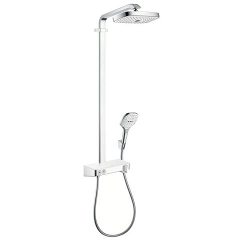 Hansgrohe Raindance Select E 300 - showerpipe: - met Showertablet - 300 opbouwkraan - thermostatisch - met handdouche - 3jet en hoofddouche - 2jet wit/chroom - thermostaat - wit chroom 0452231
