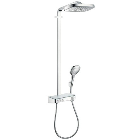 Hansgrohe Raindance Select E 300 - showerpipe: - met Showertablet - 300 opbouwkraan - thermostatisch - met handdouche - 3jet en hoofddouche - 3jet - thermostaat - hoogglans chroom 0452232