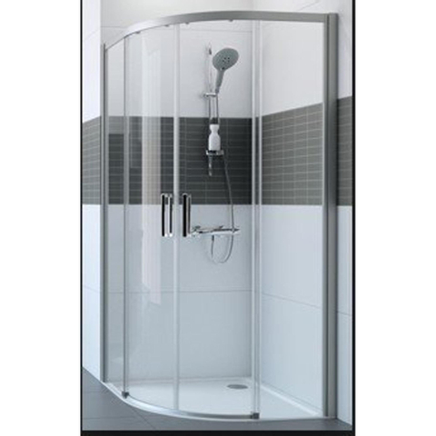 Huppe Classics 2 easy entry kwartrond met schuifdeur 90 90x200cm r500 matzilver antiplaque glas GA17558