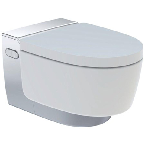 Geberit AquaClean Mera Comfort Douche WC - geurafzuiging - warme luchtdroging - ladydouche - softclose - glans/chroom afdekplaatje - glans wit verchroomd GA13633